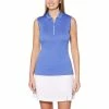 Callaway Women's Sleeveless ¼ Zip Heather Golf Polo -Baseball Softball Shop CGKS90Y9 485 AmparoBlue 01