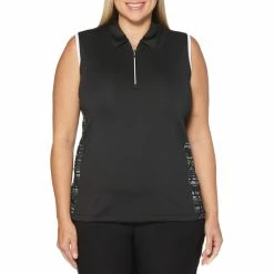 Callaway Women's ¼ Zip Sleeveless Floral Printed Golf Polo - Extended Sizes