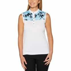 Callaway Women's Block Floral Sleeveless Golf Polo - Extended Sizes