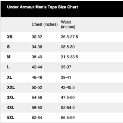 Under Armour Men's Playoff 1/4 Zip Golf Top -Baseball Softball Shop UnderArmourMensTOpSizeChart