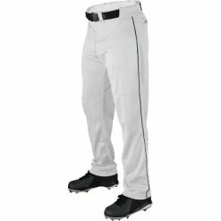 Wilson Men's Relaxed Fit Poly Warp Knit Piped Baseball Pants WTA4332 -Baseball Softball Shop WTA4332 WHT NAV